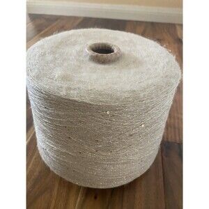 Fancy Spool Cone Yarn Light Beige Golden Sequins Glitter 1120g #452